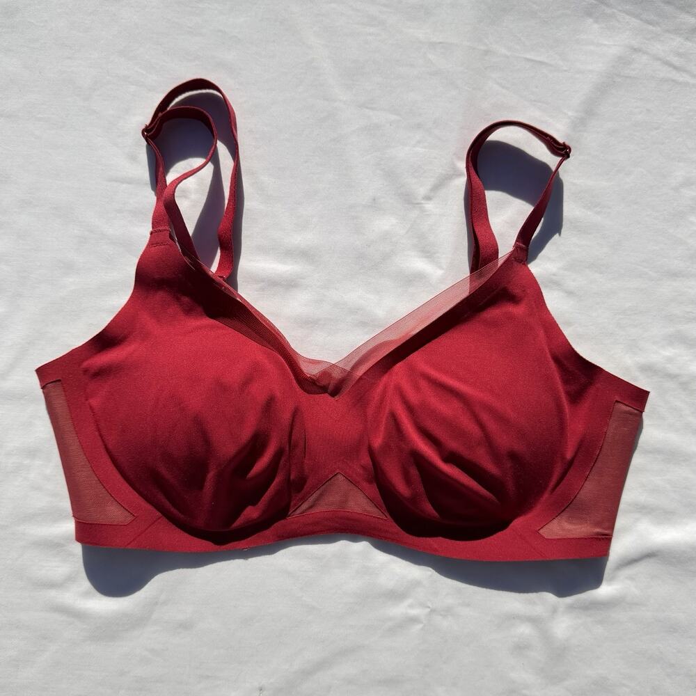 Honeylove Liftwear Crossover Bra Small Crimson Red Wireless